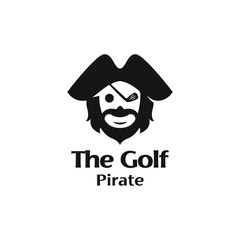 scared skull pirates with stick golf and ball logo vector design