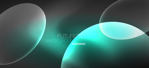 Neon ellipses abstract backgrounds. Shiny bright round shapes glowing in the dark. Vector futuristic illustrations for covers, banners, flyers and posters and other