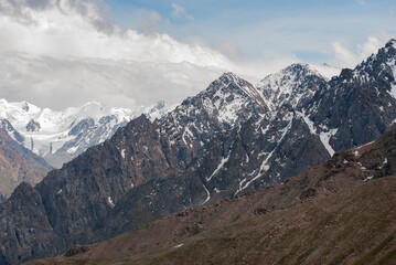 Fototapeta na wymiar landscape with snow almaty mountains
