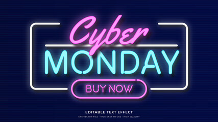 cyber monday neon light typography premium editable text effect