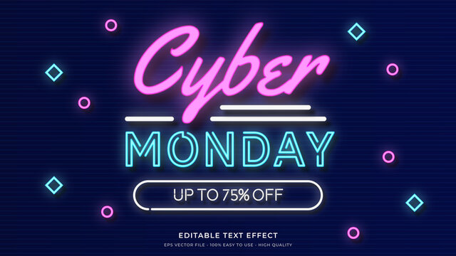 Cyber Monday Neon Light Typography Premium Editable Text Effect