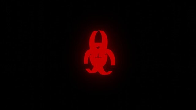 Rotating red glow biohazard icon sign isolated on black vfx video element