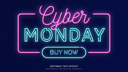 Fototapeta na wymiar cyber monday neon light typography premium editable text effect