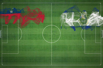 Samoa vs El Salvador Soccer Match, national colors, national flags, soccer field, football game,...