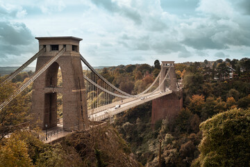 Famous suspension bridge in the English countryside