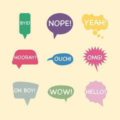 bundle of nine speech bubbles isolated icons