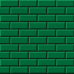 Green brick texture pixel art. Vector picture.