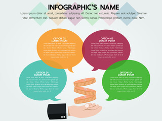 Financial with speech bubbles infographic template for smart business presentation.