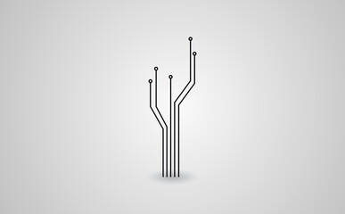 Vector : Electronic circuit with gray grid on white background