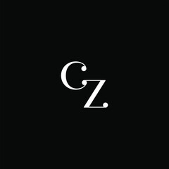 C Z letter logo abstract design on black color background, cz monogram - obrazy, fototapety, plakaty