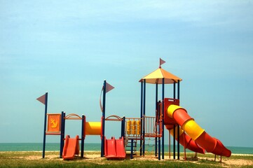a simple children playround on the beach in Port Dickson Malaysia
