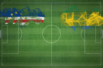 Cape Verde vs Gabon Soccer Match, national colors, national flags, soccer field, football game,...