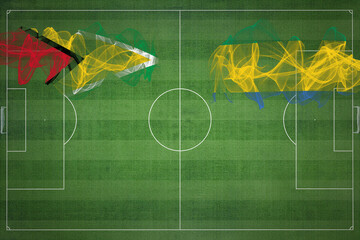 Guyana vs Gabon Soccer Match, national colors, national flags, soccer field, football game, Copy...