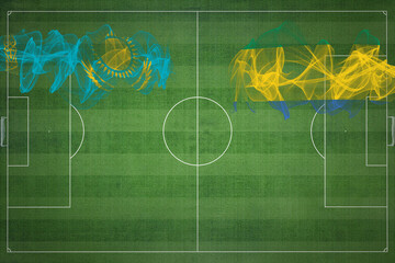 Kazakhstan vs Gabon Soccer Match, national colors, national flags, soccer field, football game,...