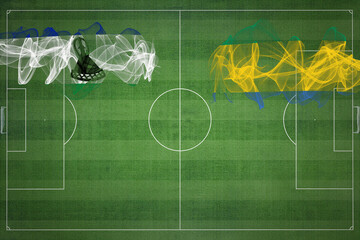 Lesotho vs Gabon Soccer Match, national colors, national flags, soccer field, football game, Copy...
