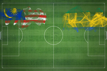 Malaysia vs Gabon Soccer Match, national colors, national flags, soccer field, football game, Copy...