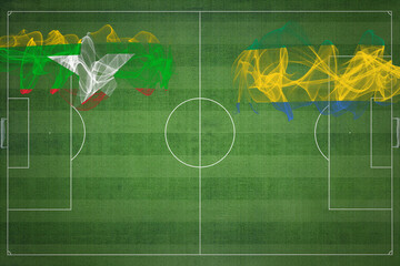 Myanmar vs Gabon Soccer Match, national colors, national flags, soccer field, football game, Copy...