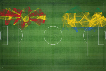 North Macedonia vs Gabon Soccer Match, national colors, national flags, soccer field, football...