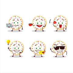 Sugar cookies cartoon character with various types of business emoticons