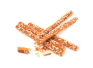 Pretzel sticks coated sesame