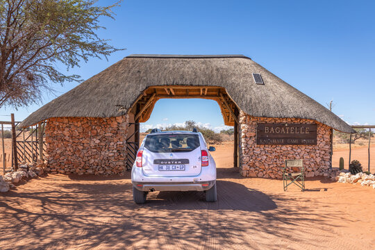 Kalahari/ Namibia - 07 08 2018: Road trip in the Kalahari desert to Bagatelle Game Ranch.