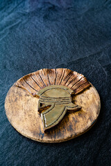 Handmade Ceramic Plates and Trays. Handcrafted with Traditional Knight Soldier Pattern Relief, Handicraft.