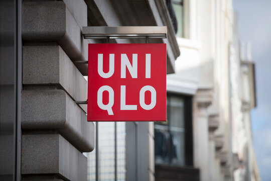 London, Greater London, United Kingdom, 7th February 2018, A sign and logo for Uniqlo