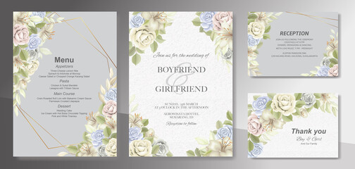 Fototapeta na wymiar Elegant beautiful floral and wedding invitation