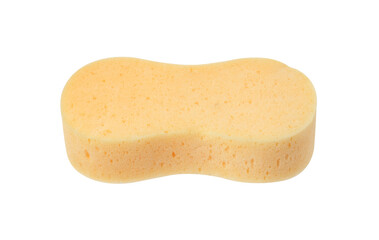 Yellow sponge on the white background