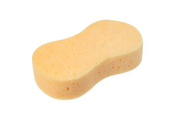 Yellow sponge on the white background