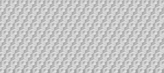 horizontal Texture and background of white volumetric hexagons
