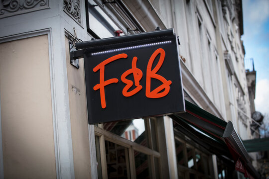 London, Greater London, United Kingdom, 7th February 2018, A new style sign and logo for Frankie and Bennys