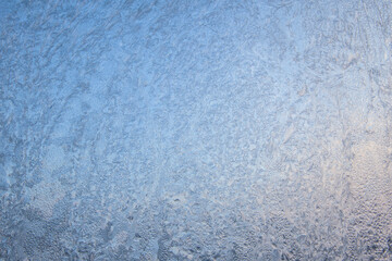 Obraz premium Beautiful Closeup Winter Window Pane Coated Shiny Icy Frost Patterns