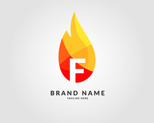 letter F modern flame trendy bright logo design for creative and energic company