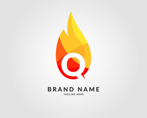 letter Q modern flame trendy bright logo design for creative and energic company