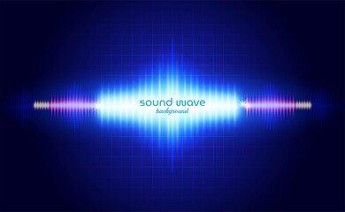 Sound Wave Background with Blue Neon Light