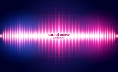 Sound Wave Background with Red Neon Light Colour