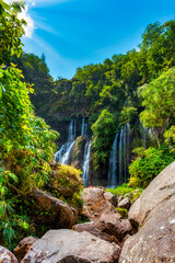 Grand Galet waterfall on the Langevin river located in Saint-Joseph, one of the most beautiful...