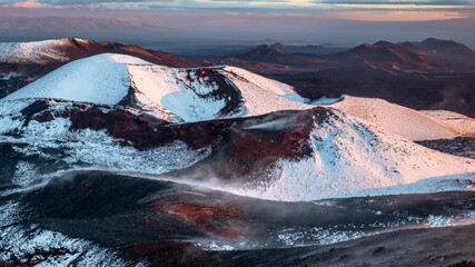 Cinder cone of the Tolbachik stratovolcano in the southern part of Kamchatka Region, Russia. Being a part of the national park, it is one of the most popular volcano located Kamchatka peninsula.