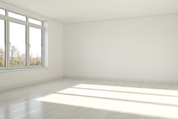 Large luxury modern minimal bright interiors room mockup illustration 3D rendering