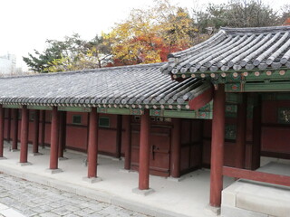 Korean traditional architecture in autumn