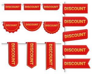 Set of discount sticker. Red discount badge. Illustration vector