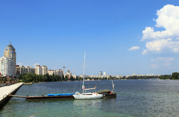 Quay and boat in Kiev