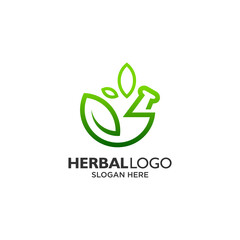 herbal medical and pharmaceutical with line art logo design
