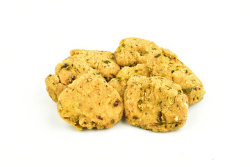 Famous Indian snack methi mathi isolated on white