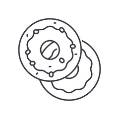 Donut concept icon, linear isolated illustration, thin line vector, web design sign, outline concept symbol with editable stroke on white background.
