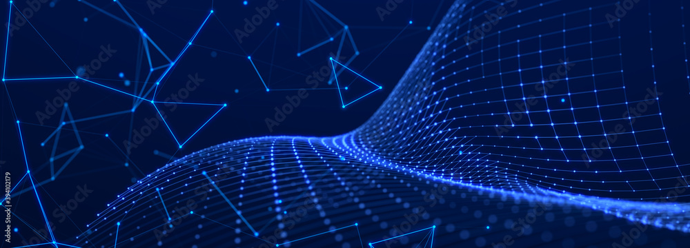Aufkleber Digital technology background. Network connection dots and lines. Futuristic background for presentation design. 3d