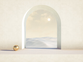 Natural beauty podium backdrop for cosmetic product display. Winter 3d scene background.