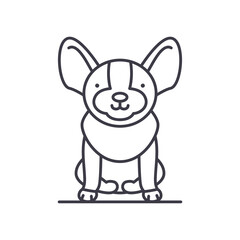 Dog icon, linear isolated illustration, thin line vector, web design sign, outline concept symbol with editable stroke on white background.