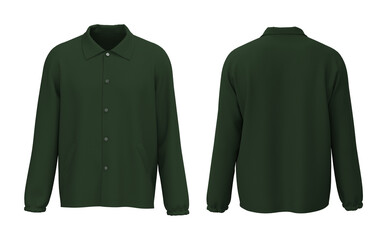 Blank Coach Jacket mockup in front and back views, 3d rendering, 3d illustration © Febriana